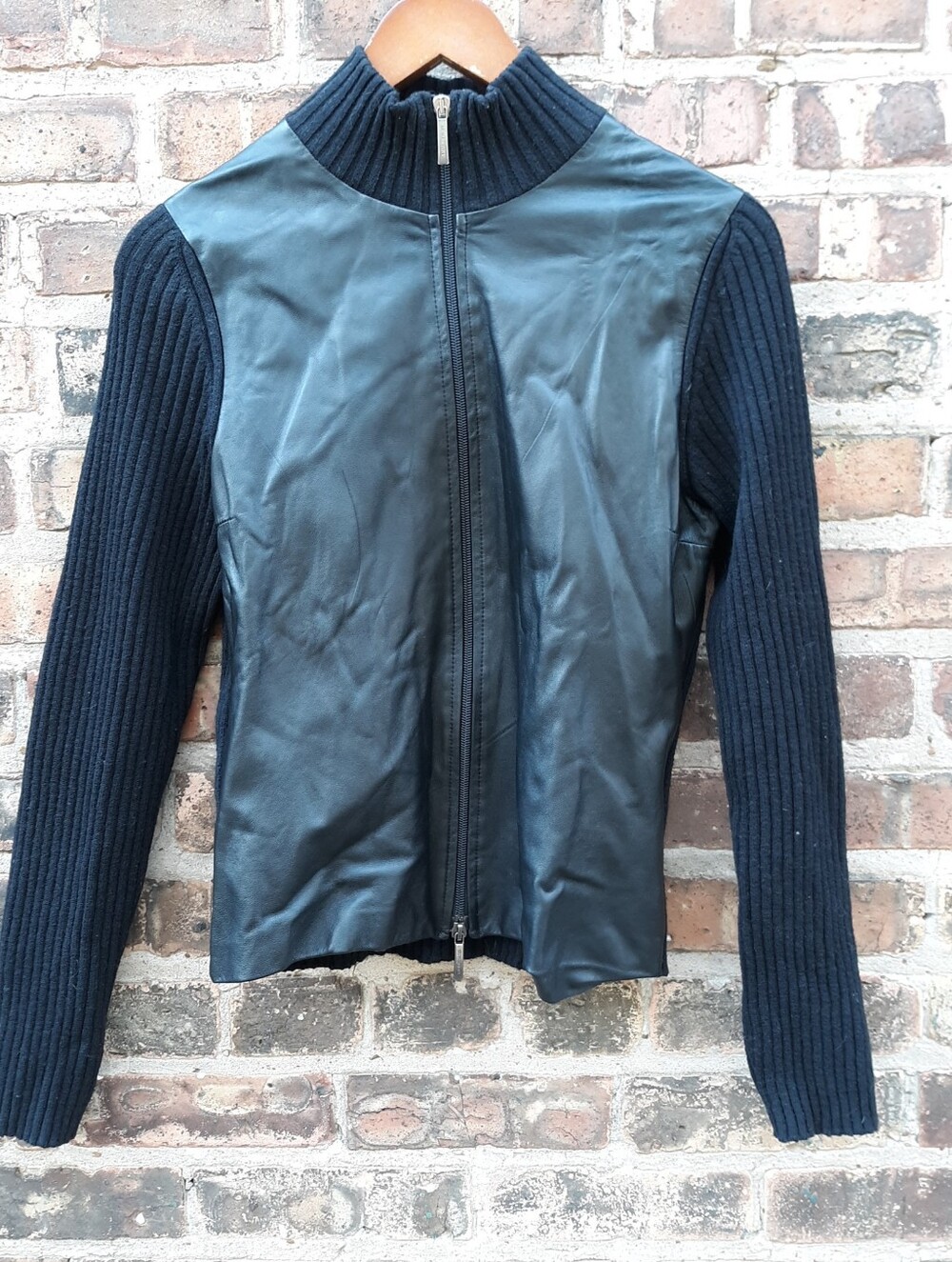 Burberry London Black Extrafine Merino Wool Full Zip Sweater Jacket Italy L